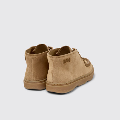 Back view of Kiddo Brown Nubuck and Leather Ankle Boots for Kids.