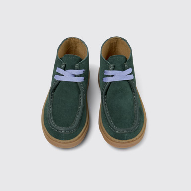 Overhead view of Kiddo Gray Nubuck and Leather Ankle Boots for Kids.