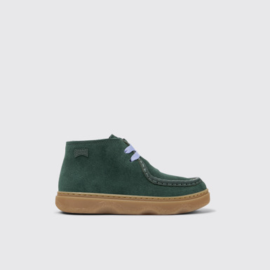 Side view of Kiddo Gray Nubuck and Leather Ankle Boots for Kids.