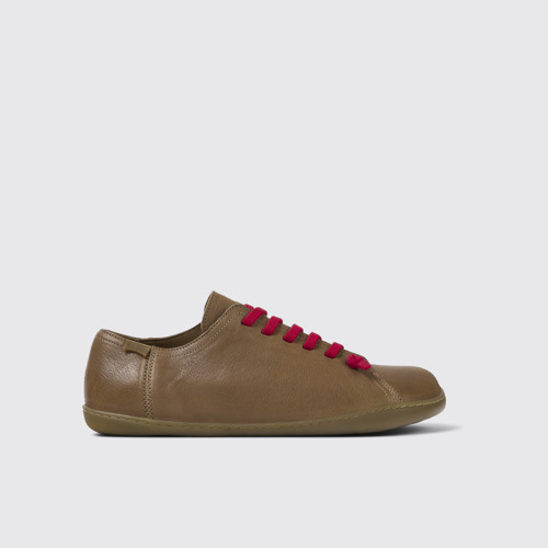 Image of Side view of Peu Beige Leather Shoes for Men