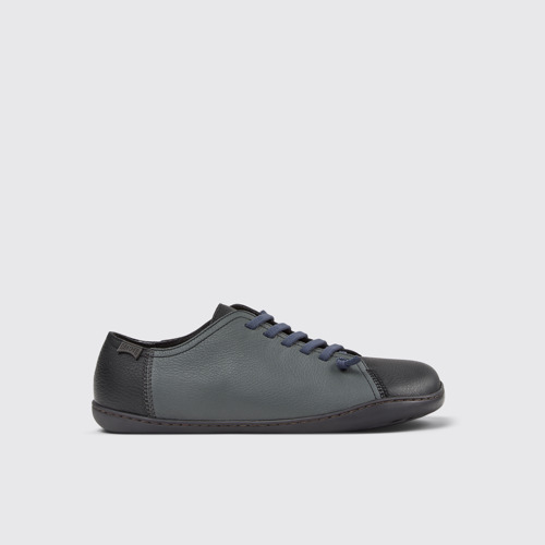Side view of Twins Black Leather Shoes for Men.