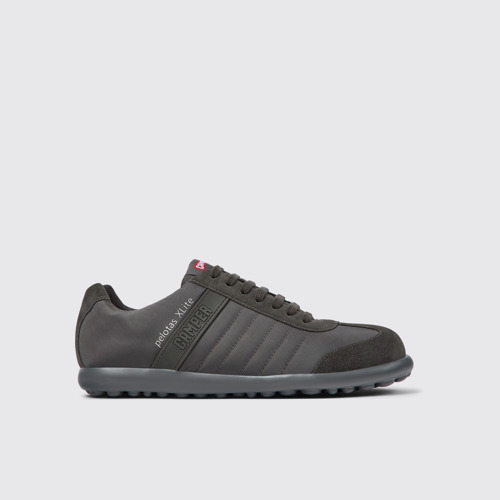 Image of Side view of Pelotas XLite Gray Textile and Nubuck Shoes for Men.