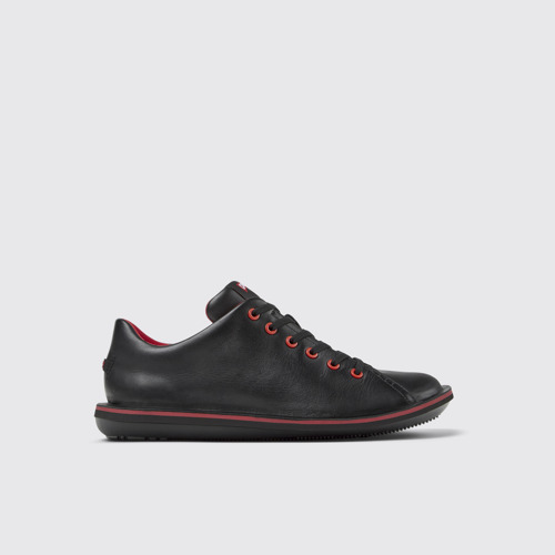 Image of Side view of Beetle Black Leather Shoe for Men