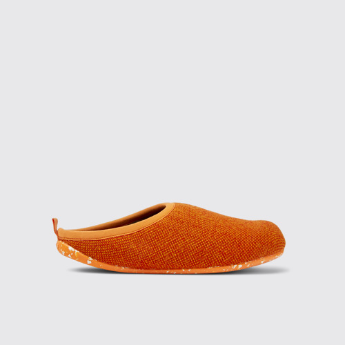 Side view of Wabi Orange wool and viscose slippers for men