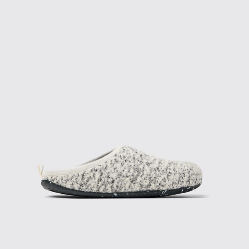 Image of Side view of Wabi White and black Slippers for Men