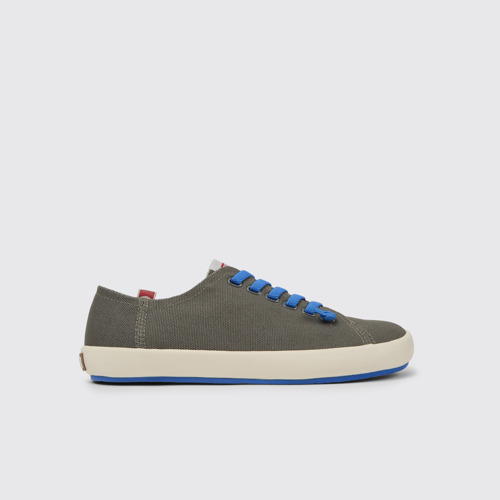 Side view of Peu Rambla Grey recycled cotton sneakers for men