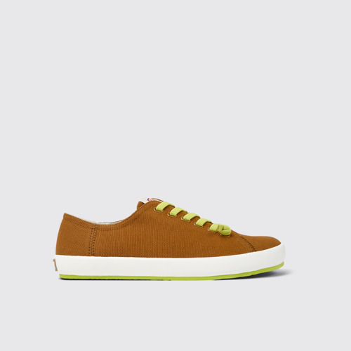Side view of Peu Rambla Brown textile sneakers for men