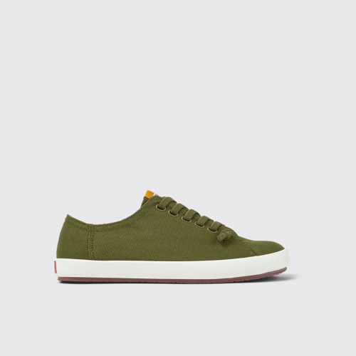 Side view of Peu Rambla Green Textile Sneaker for Men