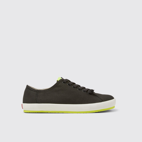Image of Peu Rambla Gray Recycled Cotton Sneakers for Men. modelin yandan görünümü