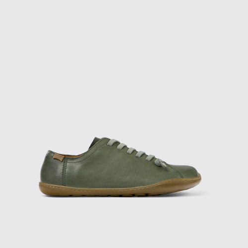 Image of Side view of Peu Green leather shoes for women