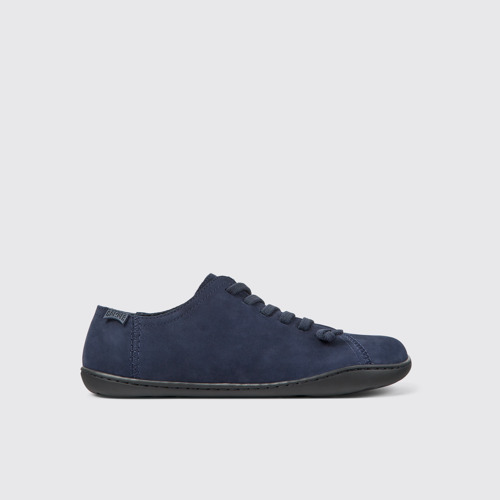 Image of Side view of Peu Blue nubuck shoes for women