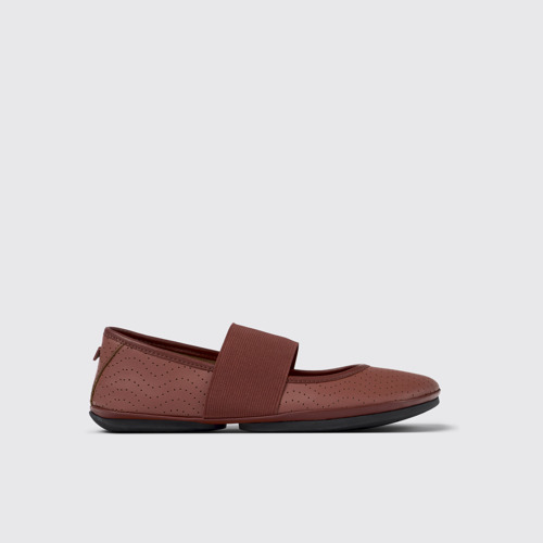 Image of Side view of Right Red Leather Mary Jane for Women
