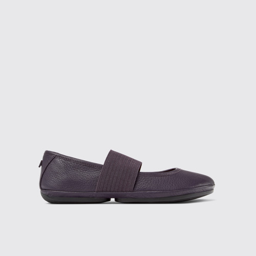 Image of Side view of Right Purple Leather Mary Jane for Women