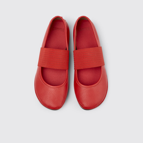 Image of Overhead view of Right Nina Red Leather Ballerina for Women.