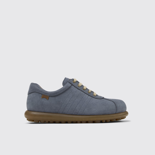 Image of Side view of Pelotas Blue Nubuck Shoe for Women