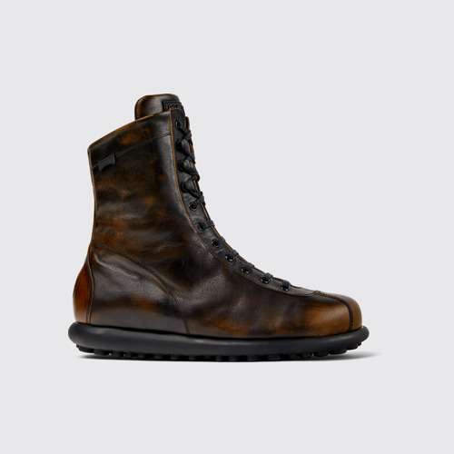 Image of Side view of Pelotas Black-brown leather boots for men
