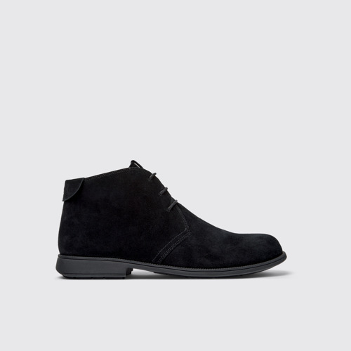 Side view of Mil 1913 Black Nubuck Ankle Boots for Men.
