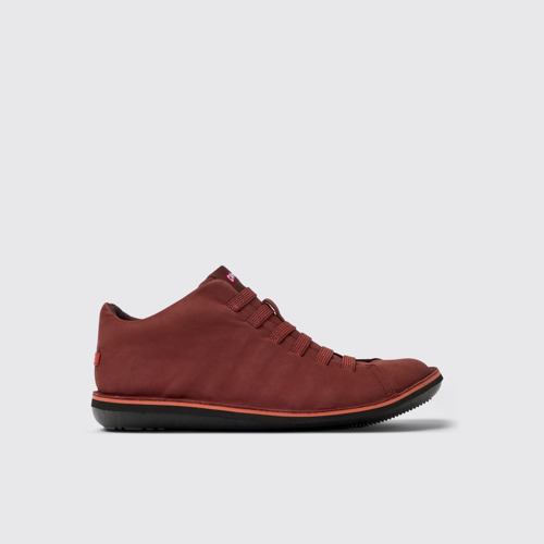 Image of Side view of Beetle Red nubuck sneakers