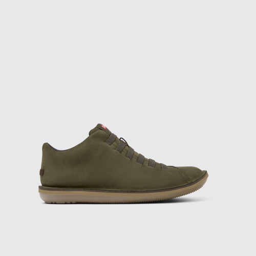 Image of Side view of Beetle Green Nubuck Ankle Boots for Men.
