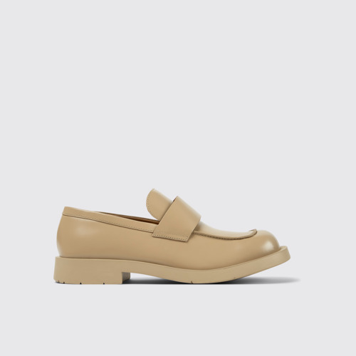 Image of Side view of MIL 1978 Beige leather loafers