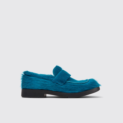 Image of MIL 1978 Mocasines azules de piel de pelo vacuno largo