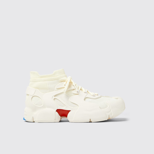 Image of Side view of Tossu White caged sneakers