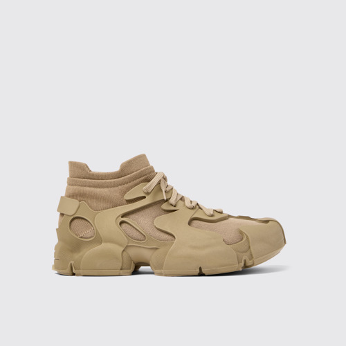 Image of Side view of Tossu Beige Caged Sneakers