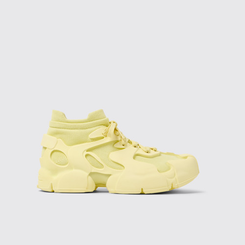 Image of Side view of Tossu Yellow Caged Sneakers