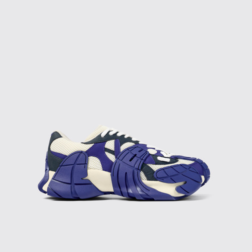 Image of Side view of Tormenta Blue and white sneakers