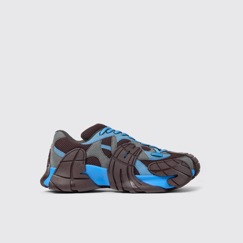 Image of Side view of Tormenta Blue and Gray Textile Sneakers