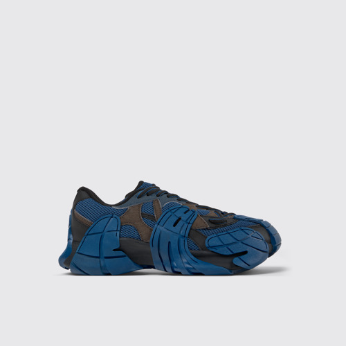 Image of Side view of Tormenta Blue and Gray-Black Textile Sneakers