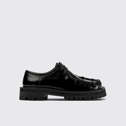 Image of Side view of Eki Black leather shoes