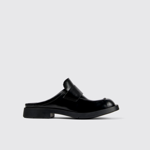 Image of Side view of MIL 1978 Black leather loafer slide