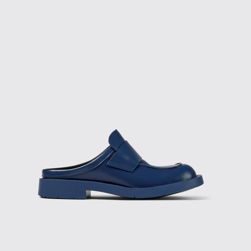 Image of Side view of MIL 1978 Blue leather loafer slide