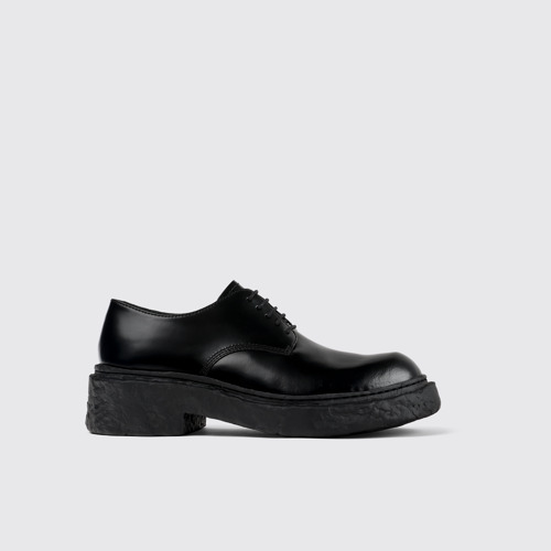 Image of Side view of Vamonos Black Leather Bluchers
