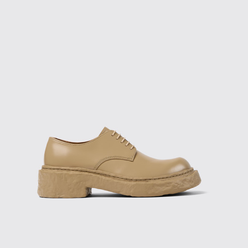 Image of Side view of Vamonos Beige Leather Bluchers