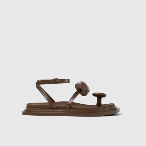 Side view of Nada Brown Leather Sandals