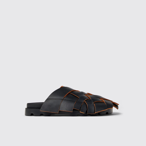 Image of Side view of Brutus Sandal Black Leather Sandal