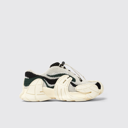 Image of Side view of CAMPERLAB TORMENTA White-green textile sneakers