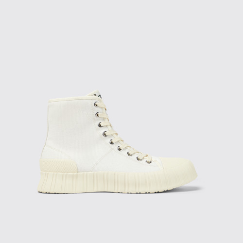 Image of Side view of Roz White recycled cotton sneakers