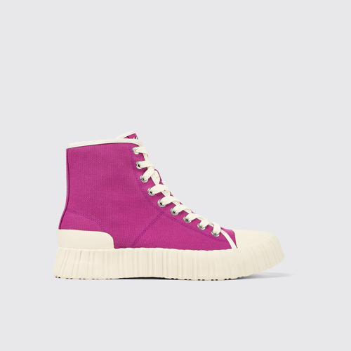 Image of Side view of Roz Purple recycled cotton sneakers