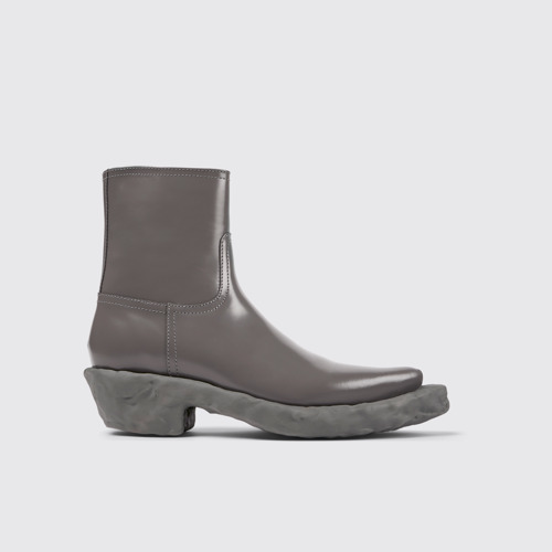 Image of Side view of Venga Gray leather boots