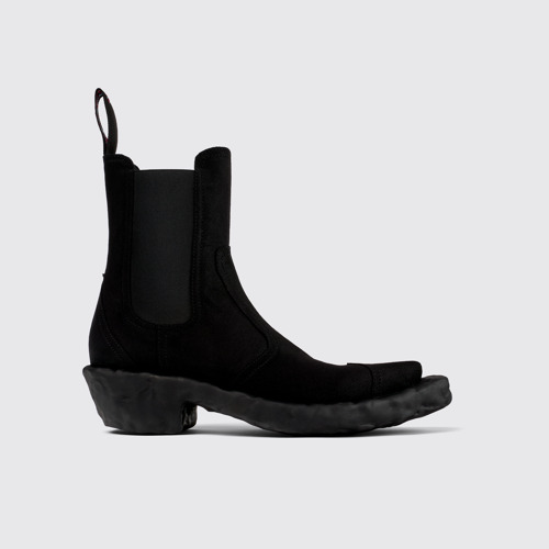 Image of Side view of Venga Black Textile Chelsea Bootie