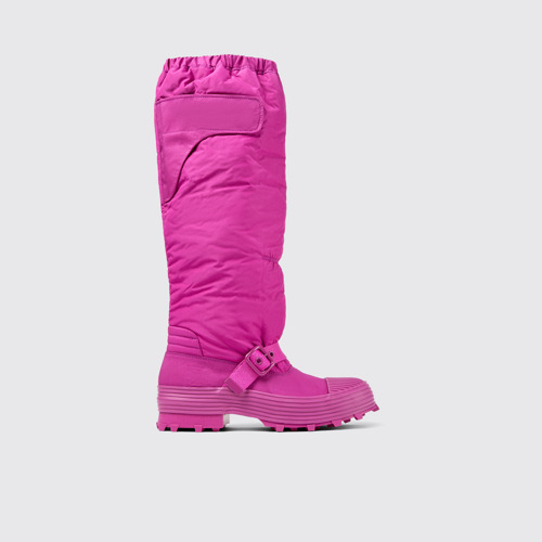 Image of Side view of Traktori Purple padded high boots
