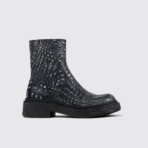 Image of Side view of Vamonos Gray Leather Boots