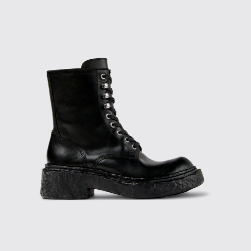 Side view of CAMPERLAB VAMONOS Black Leather Medium Boots