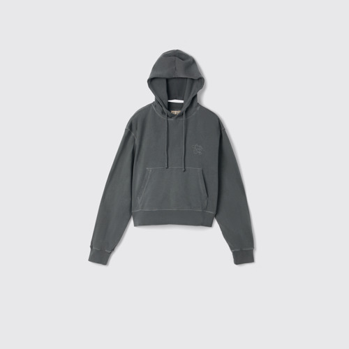 Image of Side view of Hoodie Gray Cotton Hoodie