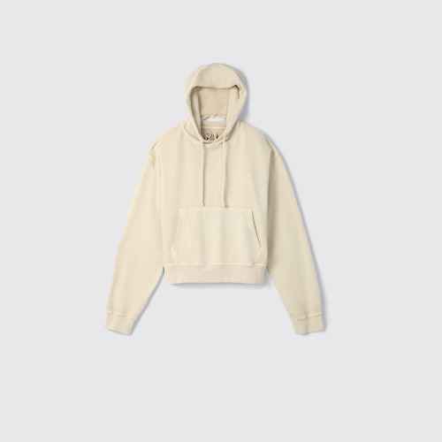 Image of Side view of Hoodie Beige Organic Cotton Hoodie