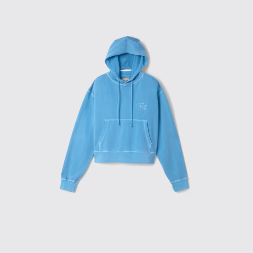Image of Side view of Hoodie Blue Organic Cotton Hoodie