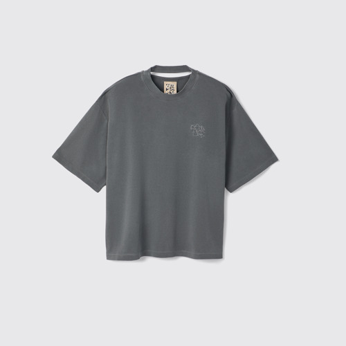 Image of Side view of T-Shirt Gray Cotton T-shirt